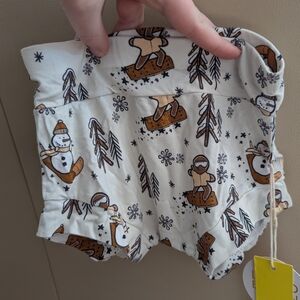 Monkeeroos Pj Festive Baby Shorts with Snowman and Gingerbread Print Limited Edi